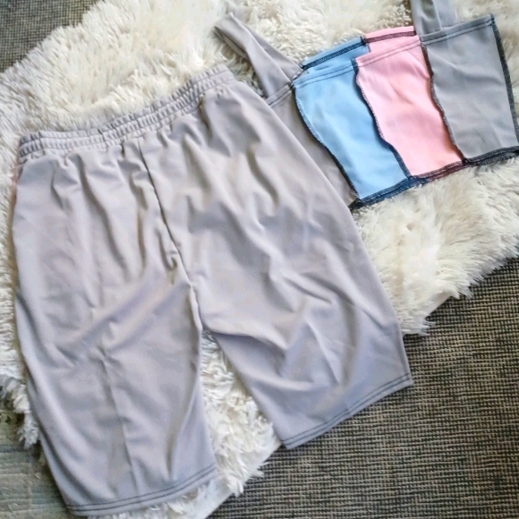 Pink/Blue and Grey-Color Block Short Set - Picture 3 of 4